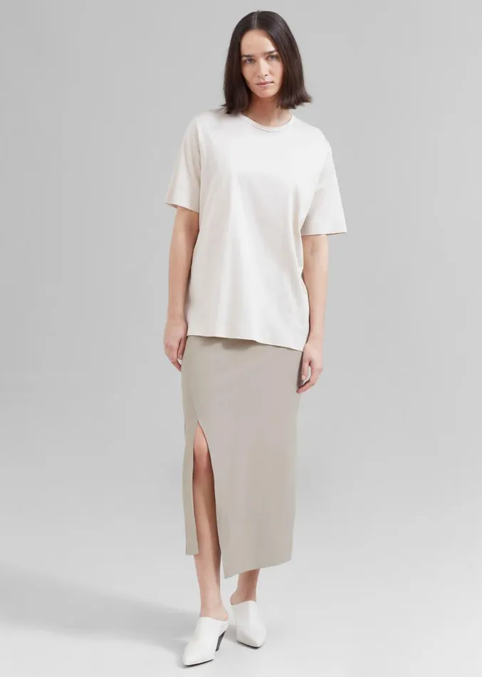 The Frankie Shop Joy Side Slit Midi Skirt 8211 Beige Women Clothing