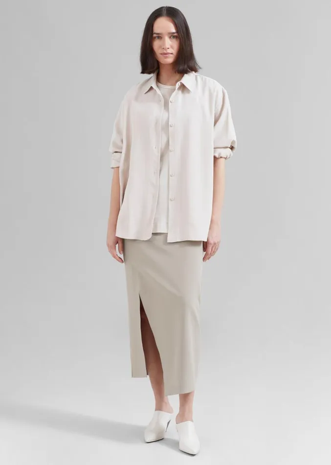 The Frankie Shop Joy Side Slit Midi Skirt 8211 Beige Women Clothing