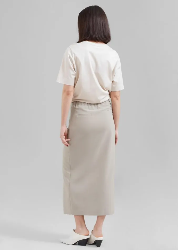 The Frankie Shop Joy Side Slit Midi Skirt 8211 Beige Women Clothing