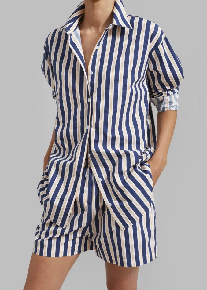 The Frankie Shop Juno Boxer Shorts 8211 Navy Stripe Women Clothing