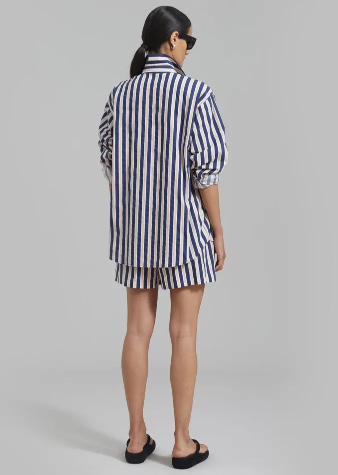 The Frankie Shop Juno Boxer Shorts 8211 Navy Stripe Women Clothing