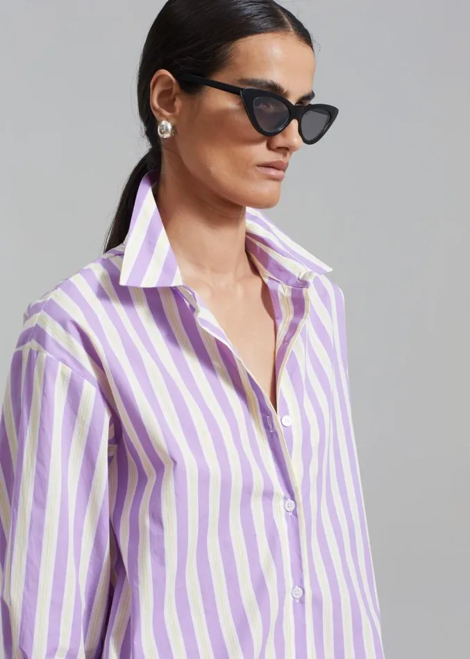 The Frankie Shop Juno Cotton Shirt 8211 Violet Stripe Women Clothing