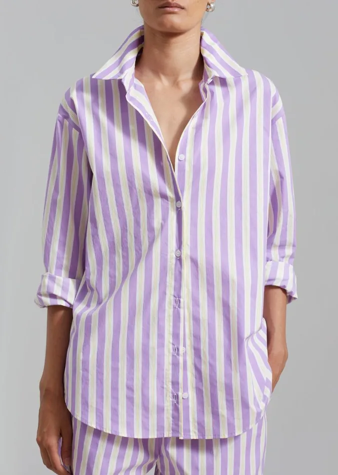The Frankie Shop Juno Cotton Shirt 8211 Violet Stripe Women Clothing