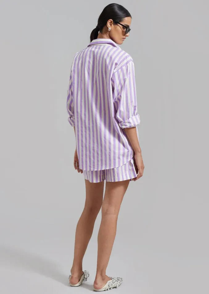 The Frankie Shop Juno Cotton Shirt 8211 Violet Stripe Women Clothing
