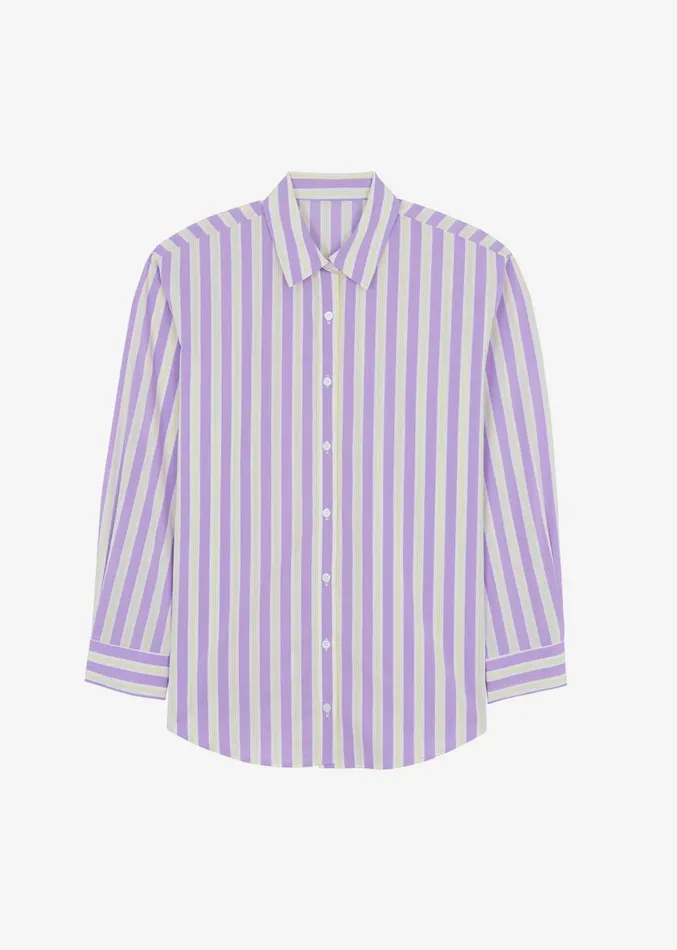 The Frankie Shop Juno Cotton Shirt 8211 Violet Stripe Women Clothing