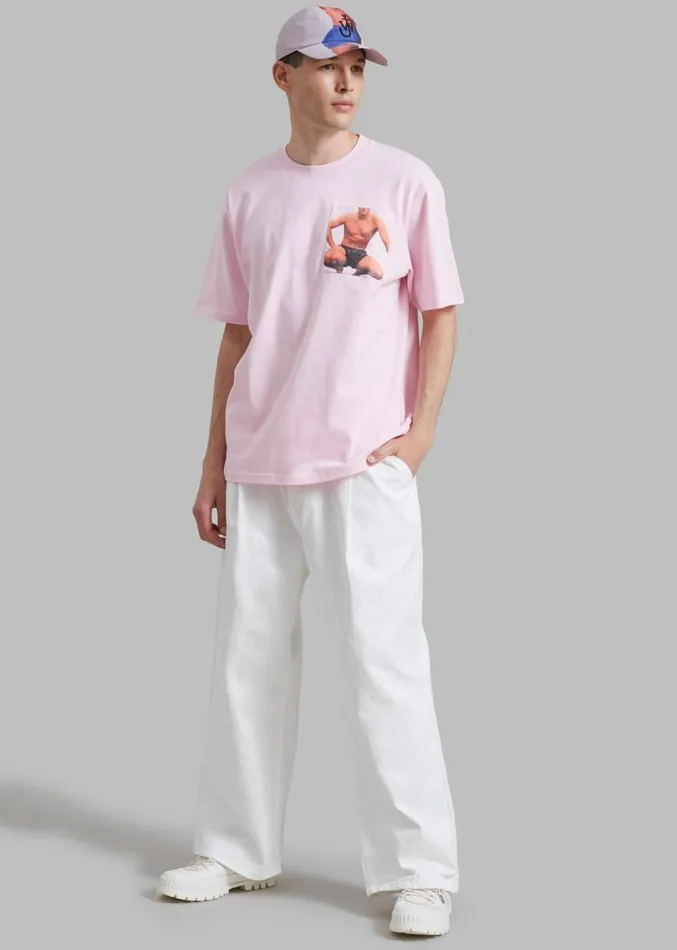 The Frankie Shop JW Anderson Crouching Stud Chest Pocket TShirt 8211 Pink Men Clothing The Frankie Shop JW Anderson Crouching Stud Chest Pocket TShirt 8211 Pink Men Clothing