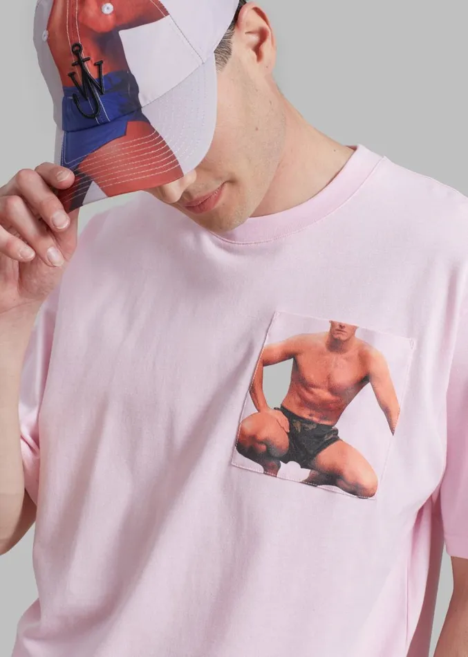 The Frankie Shop JW Anderson Crouching Stud Chest Pocket TShirt 8211 Pink Men Clothing