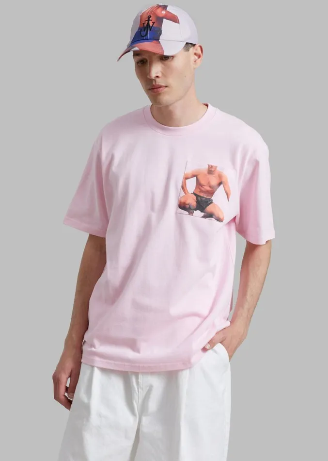 The Frankie Shop JW Anderson Crouching Stud Chest Pocket TShirt 8211 Pink Men Clothing