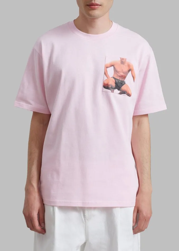 The Frankie Shop JW Anderson Crouching Stud Chest Pocket TShirt 8211 Pink Men Clothing