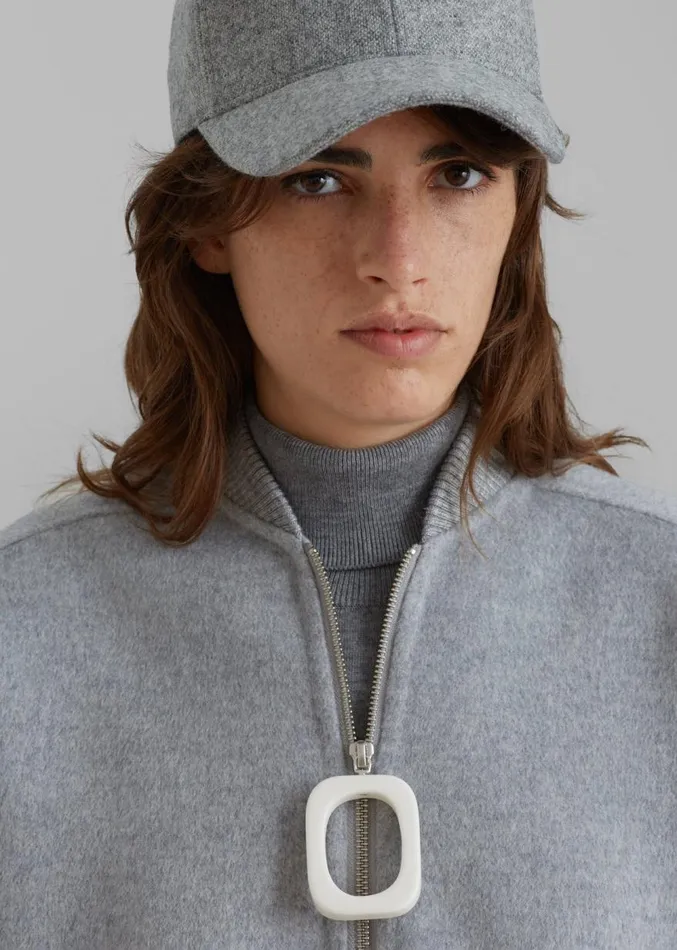 The Frankie Shop JW Anderson Oversized Wool Bomber Jacket 8211 Grey Melange Women Outerwear
