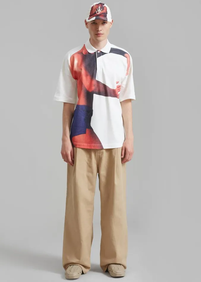 The Frankie Shop JW Anderson Profile Stud Printed Polo Shirt 8211 Off White Men Clothing