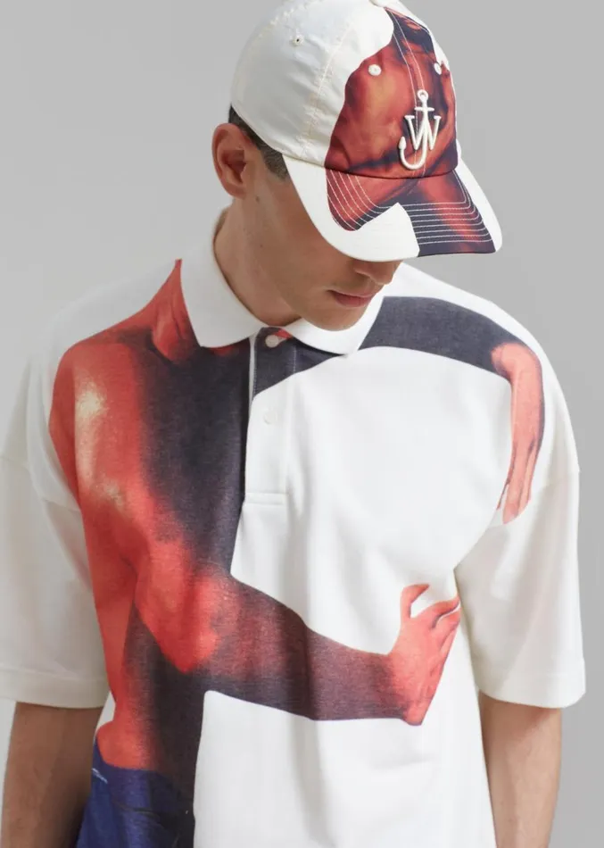 The Frankie Shop JW Anderson Profile Stud Printed Polo Shirt 8211 Off White Men Clothing