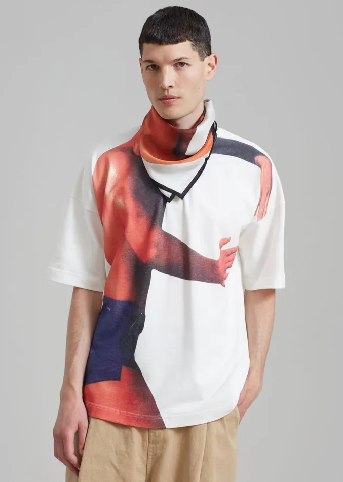 The Frankie Shop JW Anderson Profile Stud Printed Polo Shirt 8211 Off White Men Clothing