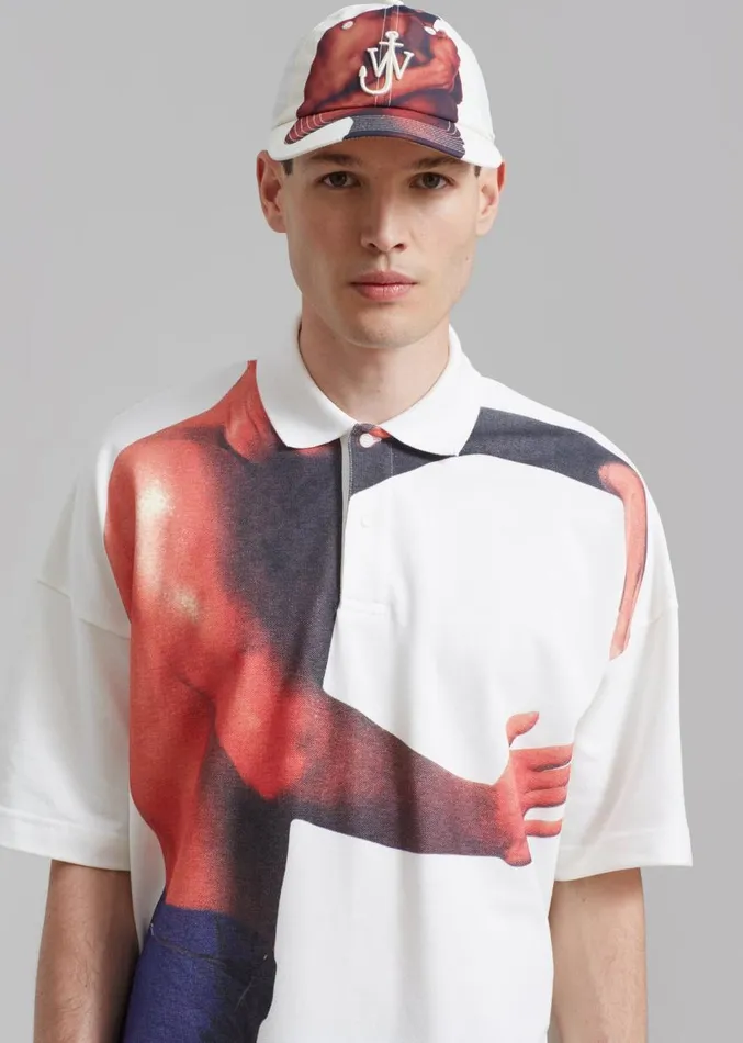The Frankie Shop JW Anderson Profile Stud Printed Polo Shirt 8211 Off White Men Clothing