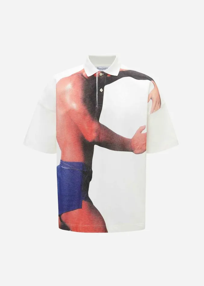 The Frankie Shop JW Anderson Profile Stud Printed Polo Shirt 8211 Off White Men Clothing