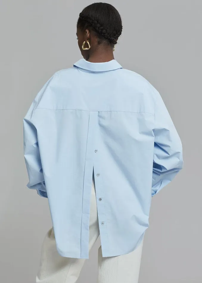 The Frankie Shop Kae Button Back Shirt 8211 Sky Women Tops