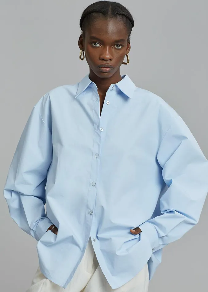 The Frankie Shop Kae Button Back Shirt 8211 Sky Women Tops