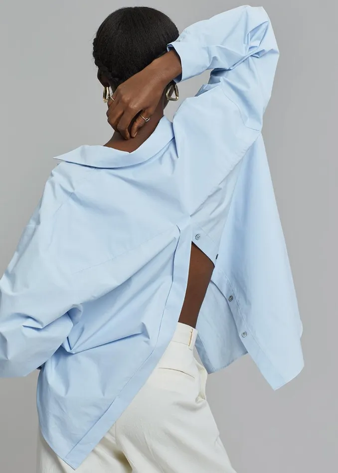 The Frankie Shop Kae Button Back Shirt 8211 Sky Women Tops