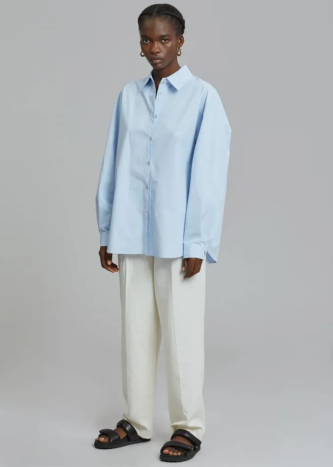 The Frankie Shop Kae Button Back Shirt 8211 Sky Women Tops