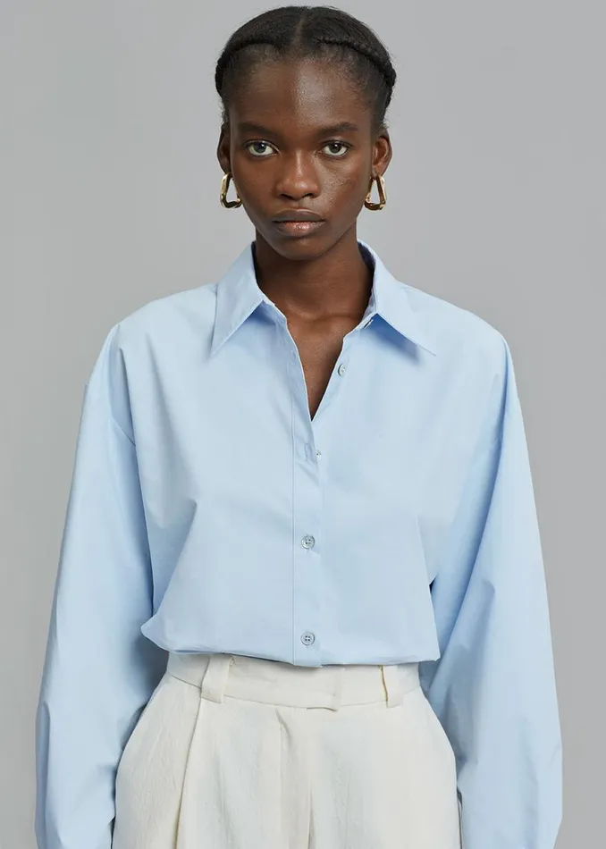 The Frankie Shop Kae Button Back Shirt 8211 Sky Women Tops