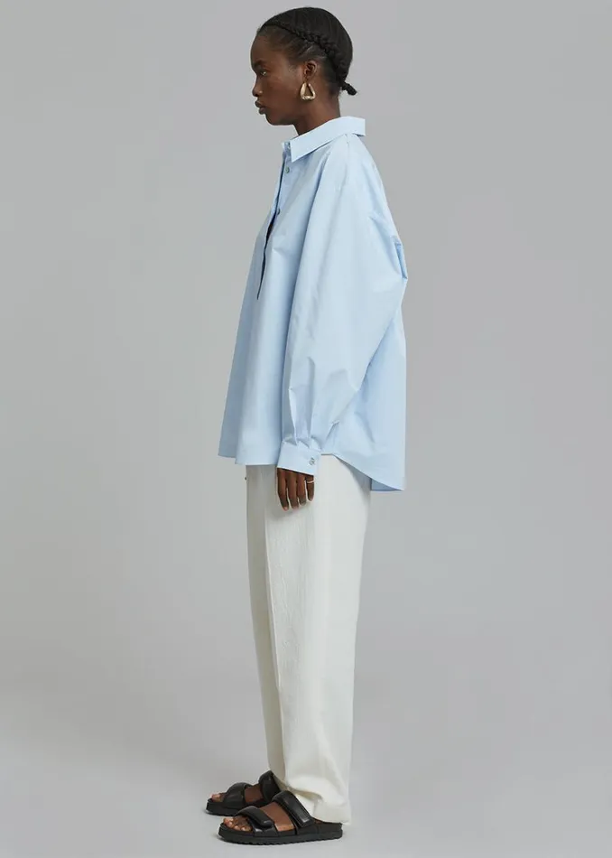 The Frankie Shop Kae Button Back Shirt 8211 Sky Women Tops
