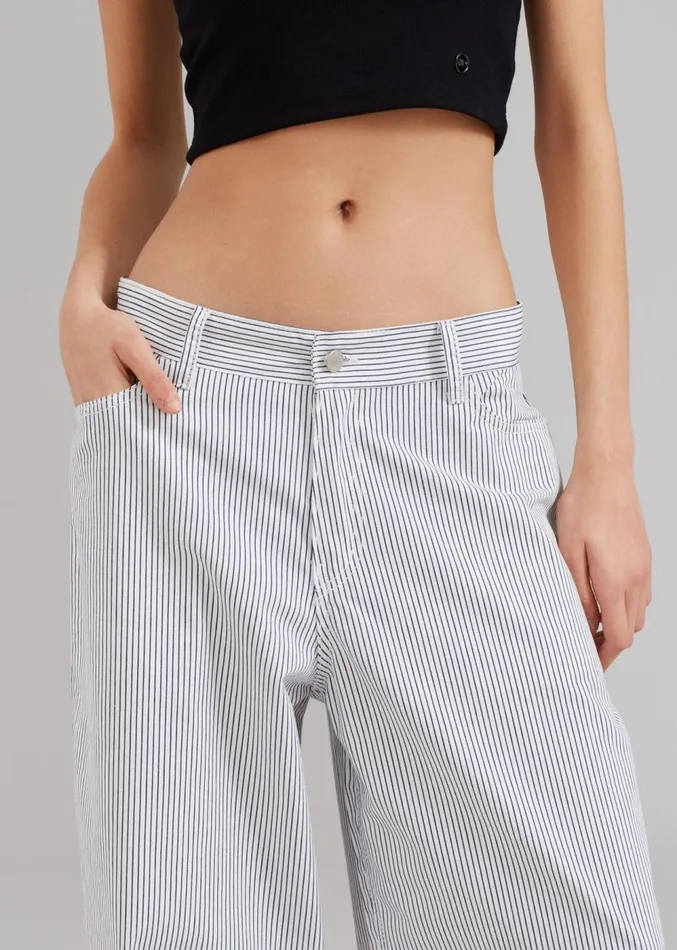 The Frankie Shop Kaline White Pants 8211 Navy Stripe Women Bottoms