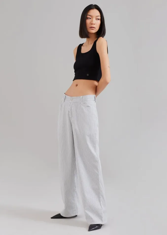 The Frankie Shop Kaline White Pants 8211 Navy Stripe Women Bottoms