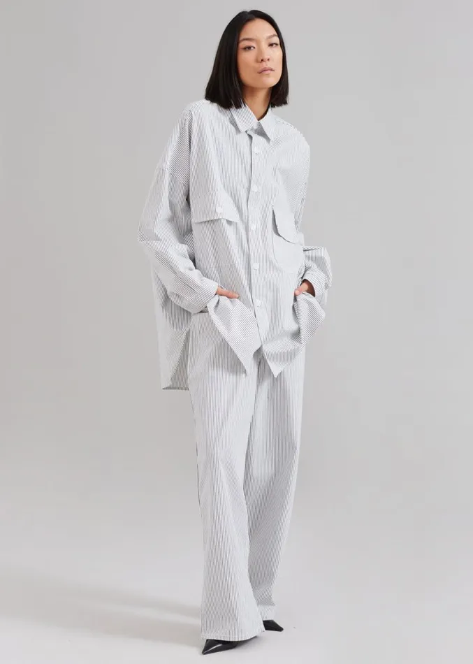 The Frankie Shop Kaline White Pants 8211 Navy Stripe Women Bottoms