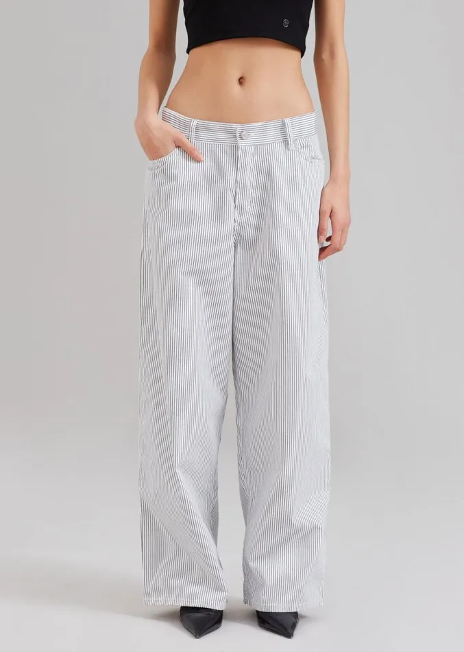 The Frankie Shop Kaline White Pants 8211 Navy Stripe Women Bottoms