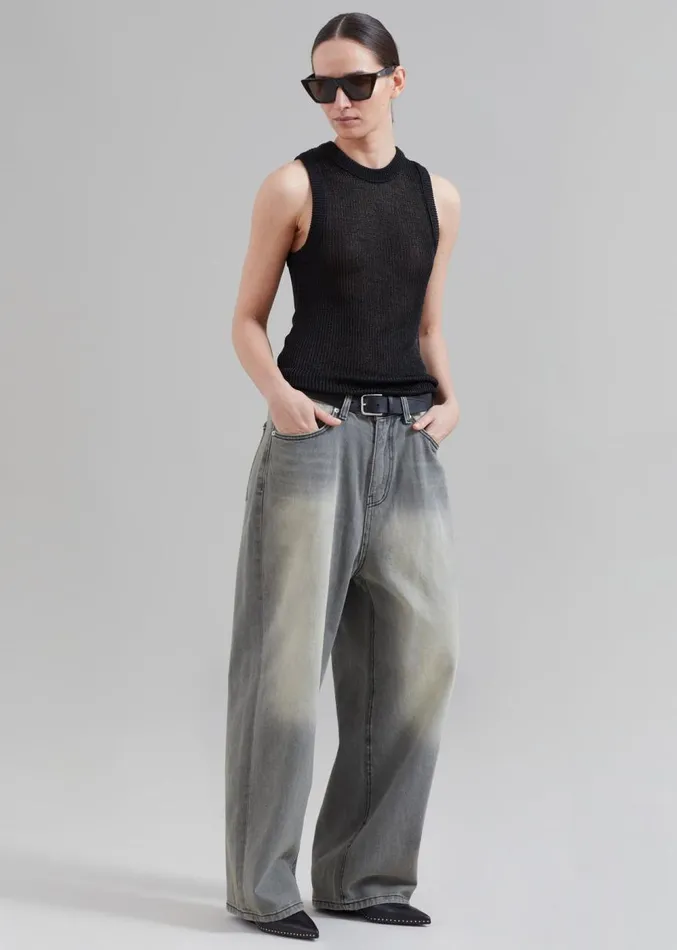 The Frankie Shop Kane Wide Jeans 8211 Grey Wash MenWomen Denim