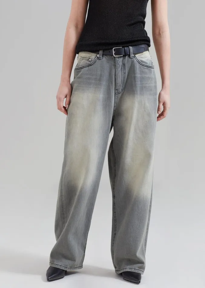The Frankie Shop Kane Wide Jeans 8211 Grey Wash MenWomen Denim