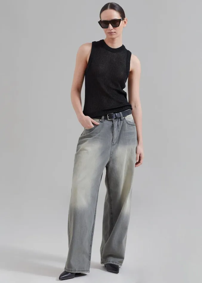 The Frankie Shop Kane Wide Jeans 8211 Grey Wash MenWomen Denim