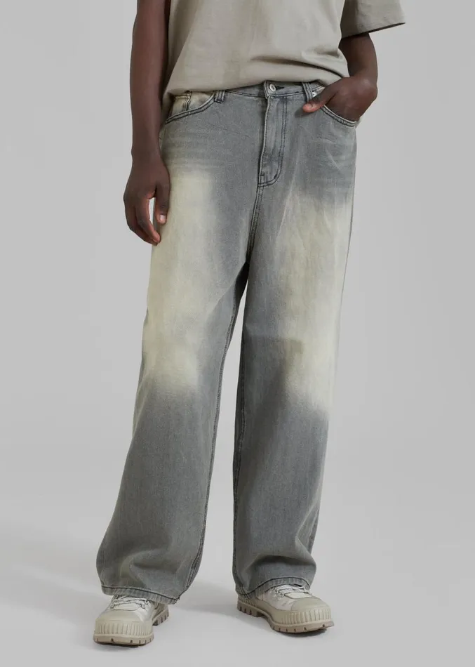 The Frankie Shop Kane Wide Jeans 8211 Grey Wash MenWomen Denim