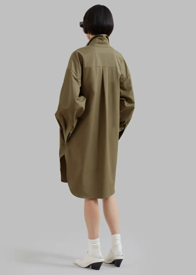 The Frankie Shop Karole Shirt Dress 8211 Olive Women Dresses