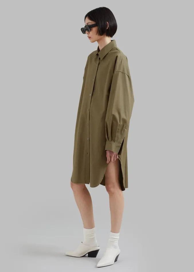 The Frankie Shop Karole Shirt Dress 8211 Olive Women Dresses