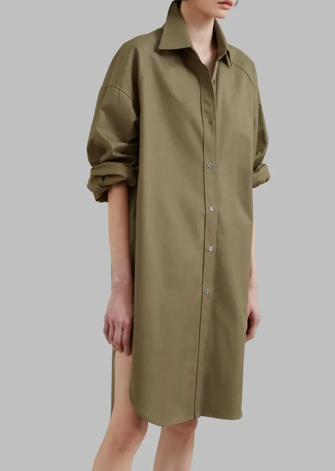 The Frankie Shop Karole Shirt Dress 8211 Olive Women Dresses