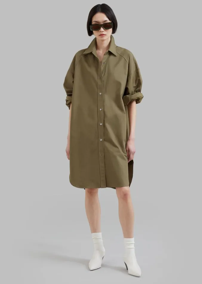 The Frankie Shop Karole Shirt Dress 8211 Olive Women Dresses