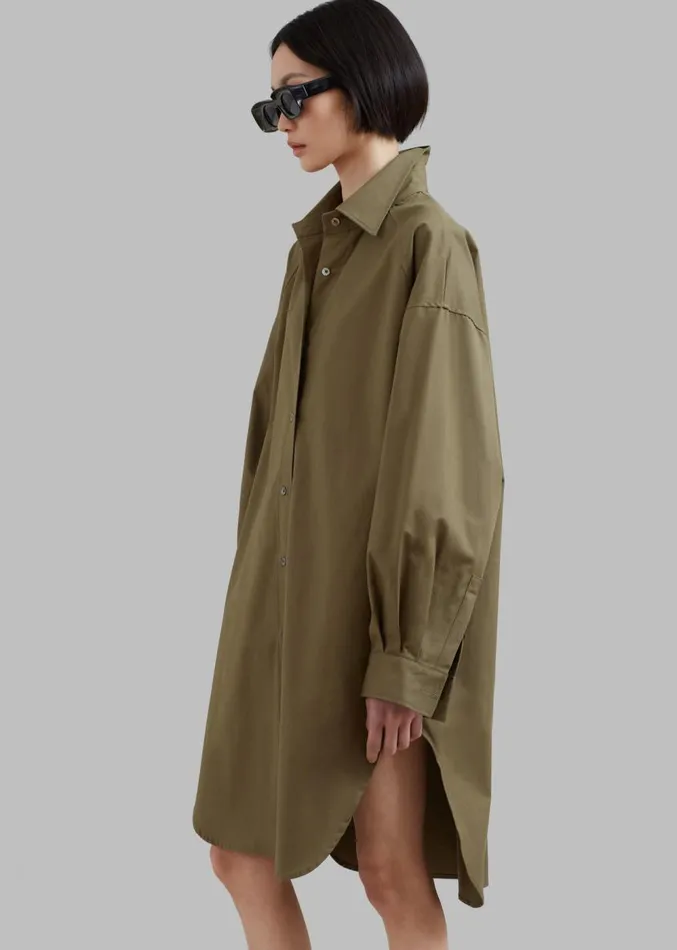 The Frankie Shop Karole Shirt Dress 8211 Olive Women Dresses