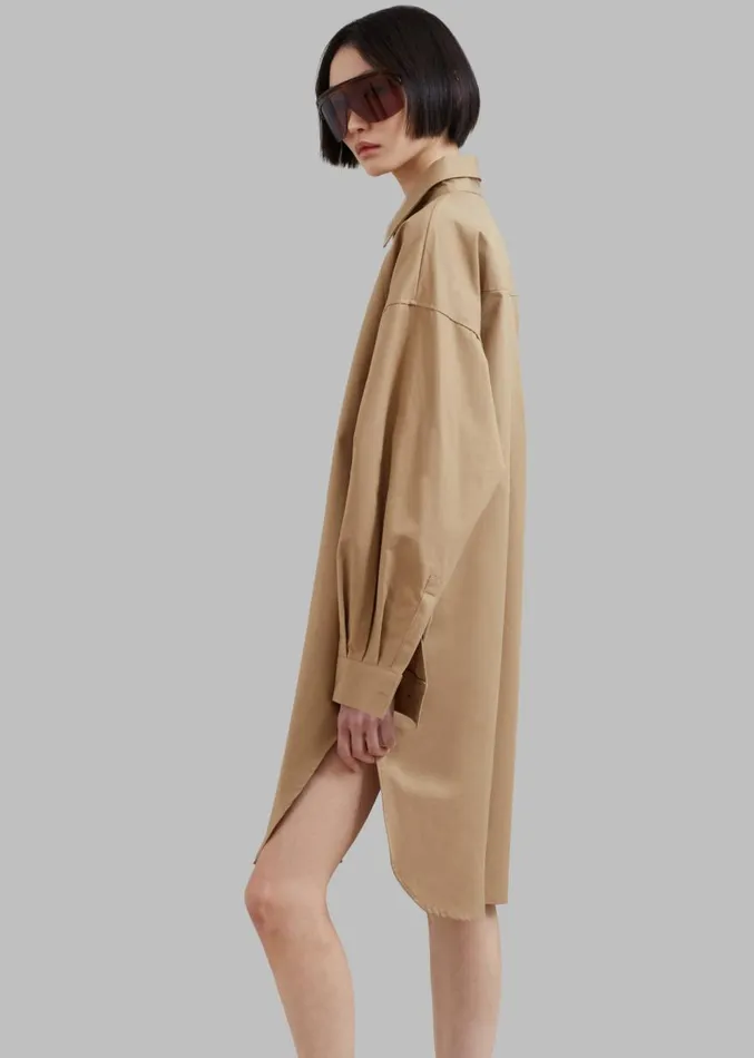 The Frankie Shop Karole Shirt Dress 8211 Tan Women Dresses