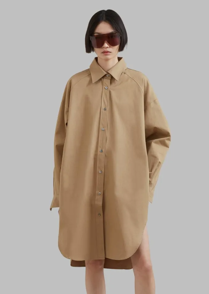 The Frankie Shop Karole Shirt Dress 8211 Tan Women Dresses