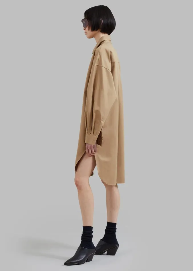 The Frankie Shop Karole Shirt Dress 8211 Tan Women Dresses