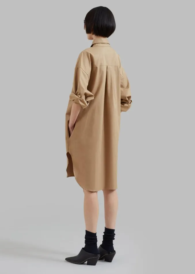 The Frankie Shop Karole Shirt Dress 8211 Tan Women Dresses