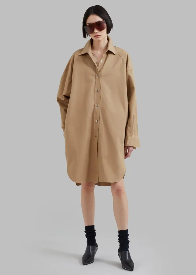 The Frankie Shop Karole Shirt Dress 8211 Tan Women Dresses