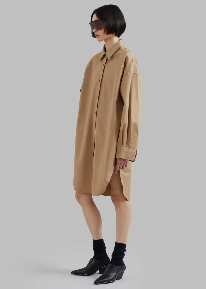 The Frankie Shop Karole Shirt Dress 8211 Tan Women Dresses