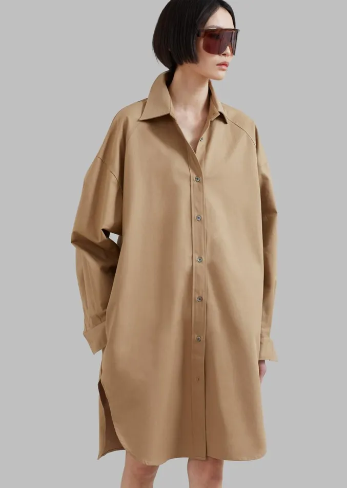 The Frankie Shop Karole Shirt Dress 8211 Tan Women Dresses