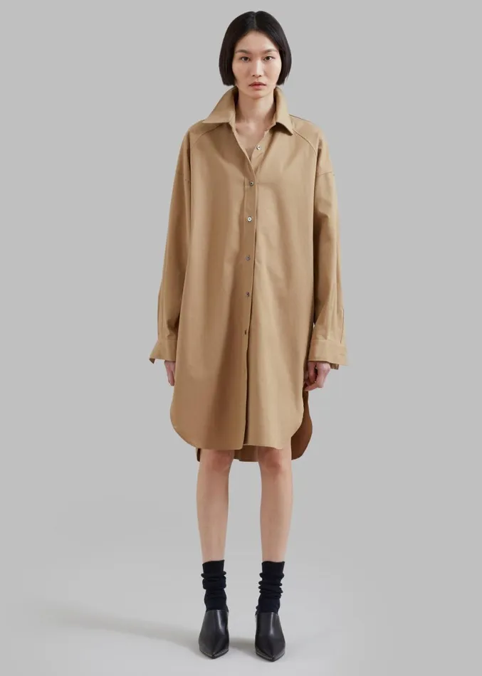 The Frankie Shop Karole Shirt Dress 8211 Tan Women Dresses