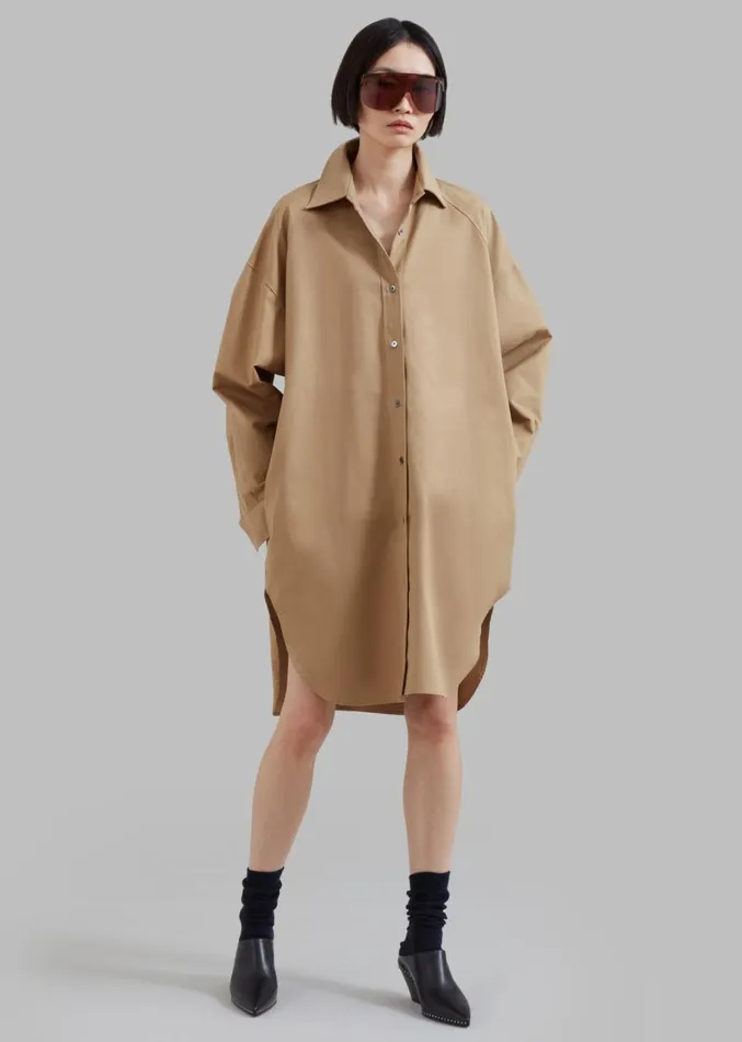 The Frankie Shop Karole Shirt Dress 8211 Tan Women Dresses