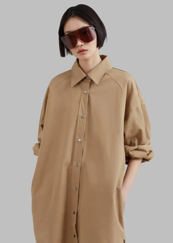 The Frankie Shop Karole Shirt Dress 8211 Tan Women Dresses