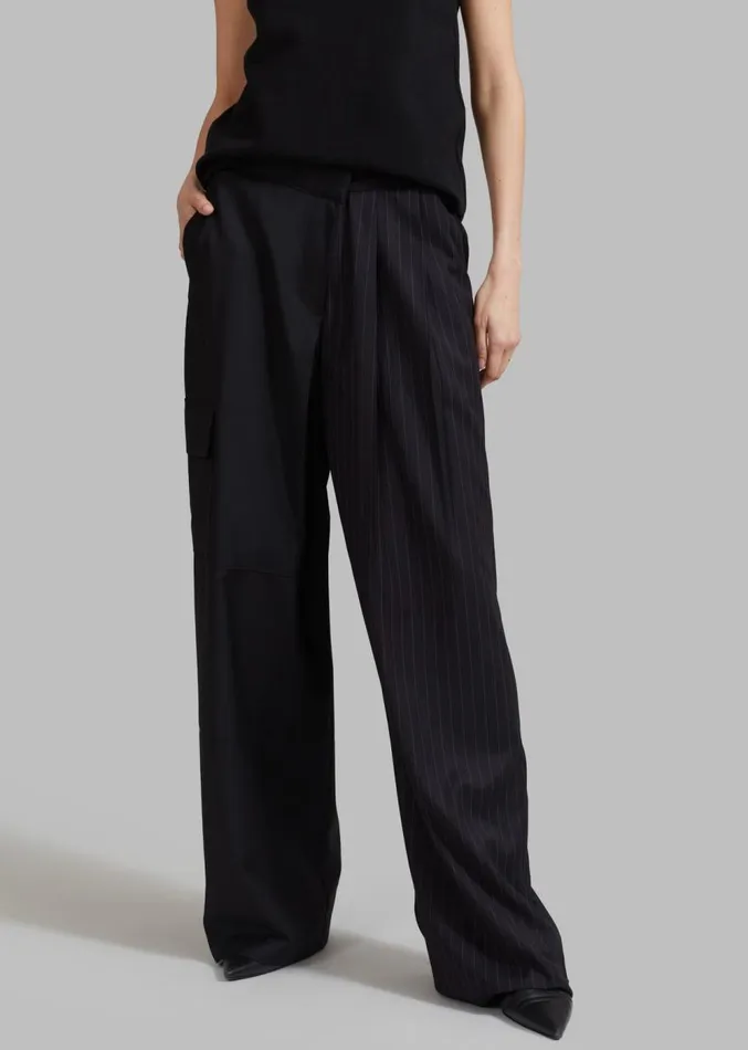 The Frankie Shop Karsyn Contrast Pinstripe Pants 8211 Black Women Clothing