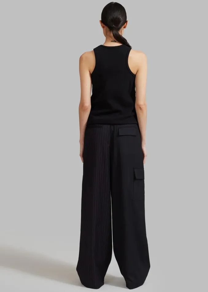 The Frankie Shop Karsyn Contrast Pinstripe Pants 8211 Black Women Clothing